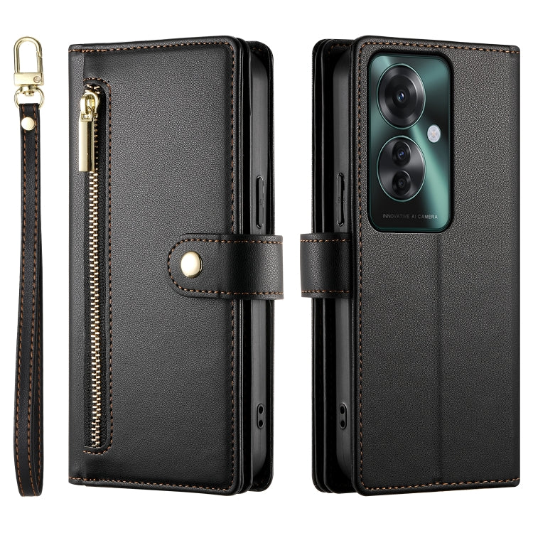 For OPPO Reno11 F Nine Card-slot Zipper Wallet Bag Leather Phone Case
