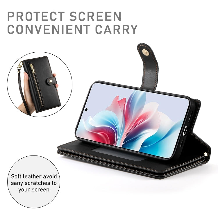 For OPPO Reno11 F Nine Card-slot Zipper Wallet Bag Leather Phone Case