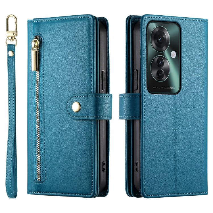 For OPPO Reno11 F Nine Card-slot Zipper Wallet Bag Leather Phone Case