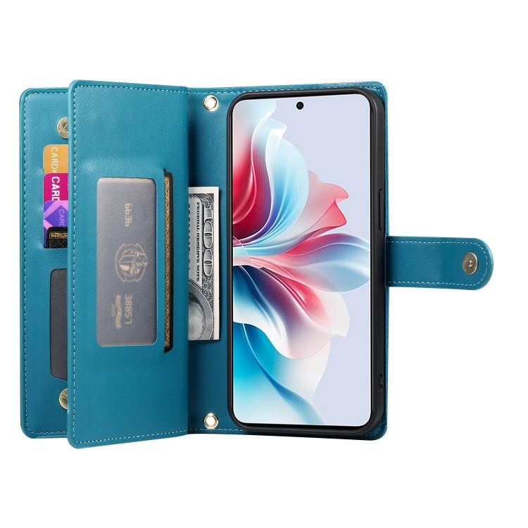 For OPPO Reno11 F Nine Card-slot Zipper Wallet Bag Leather Phone Case