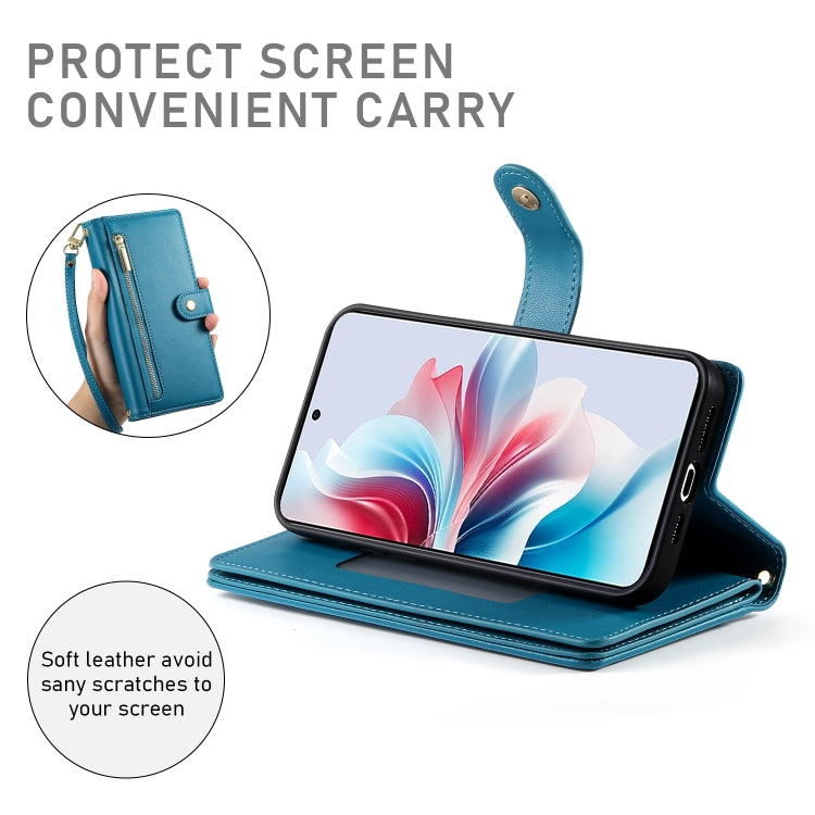 For OPPO Reno11 F Nine Card-slot Zipper Wallet Bag Leather Phone Case