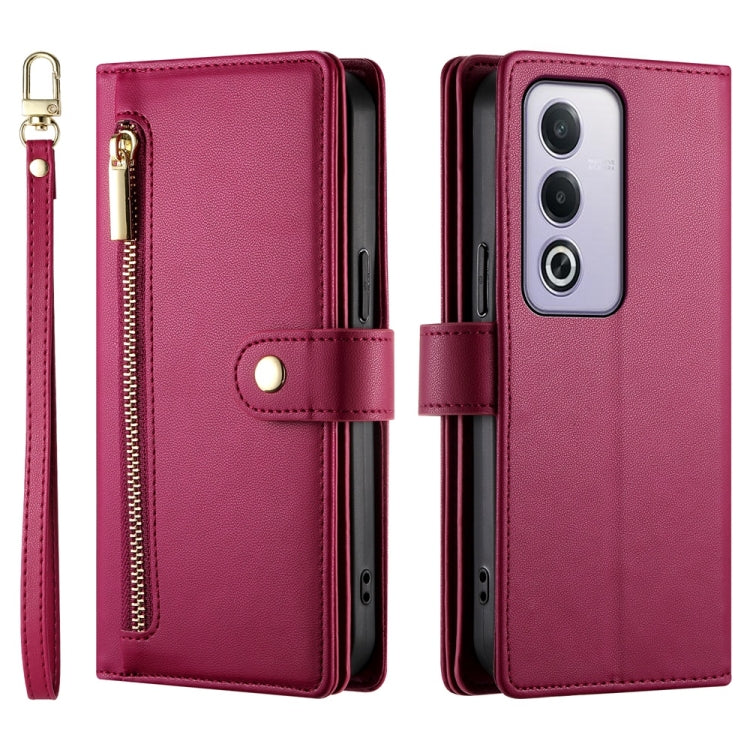For OPPO A5 5G Global / A3 Pro 5G / A80 5G Nine Card-slot Zipper Wallet Bag Leather Phone Case