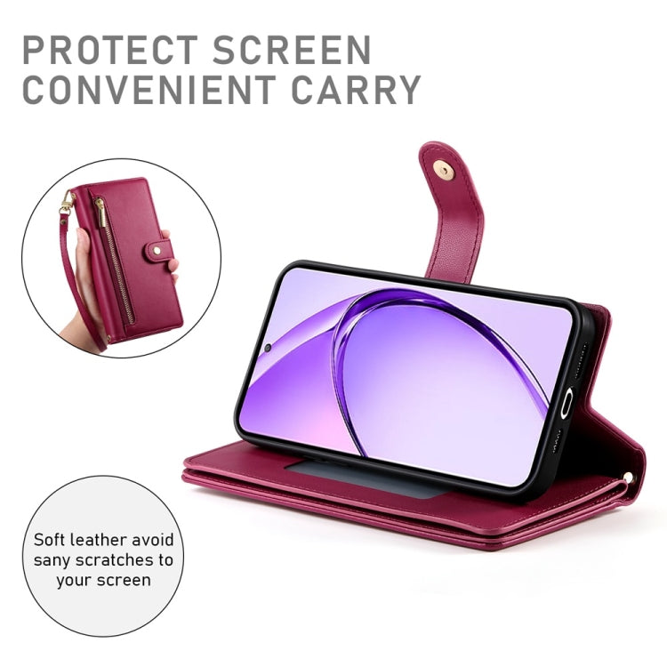 For OPPO A5 5G Global / A3 Pro 5G / A80 5G Nine Card-slot Zipper Wallet Bag Leather Phone Case