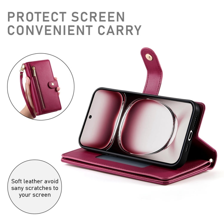 For OPPO Reno12 Global Nine Card-slot Zipper Wallet Bag Leather Phone Case