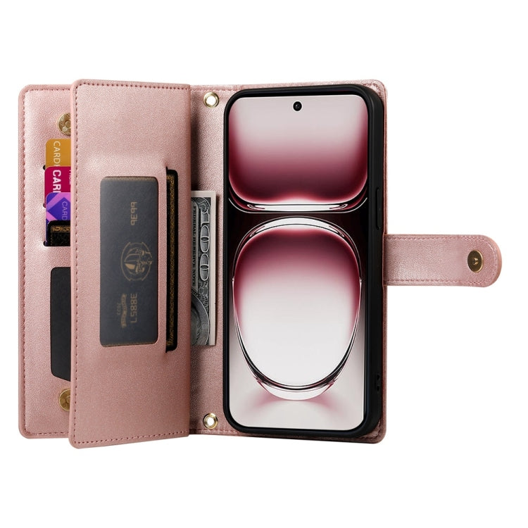 For OPPO Reno12 Global Nine Card-slot Zipper Wallet Bag Leather Phone Case