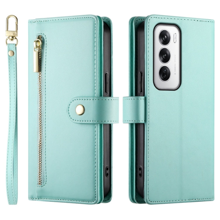 For OPPO Reno12 Global Nine Card-slot Zipper Wallet Bag Leather Phone Case