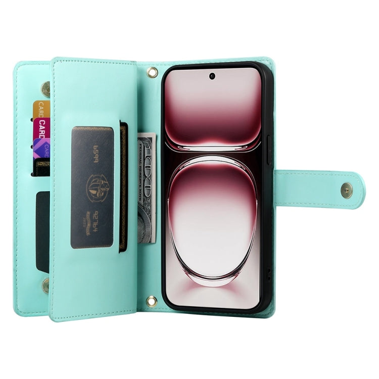 For OPPO Reno12 Global Nine Card-slot Zipper Wallet Bag Leather Phone Case