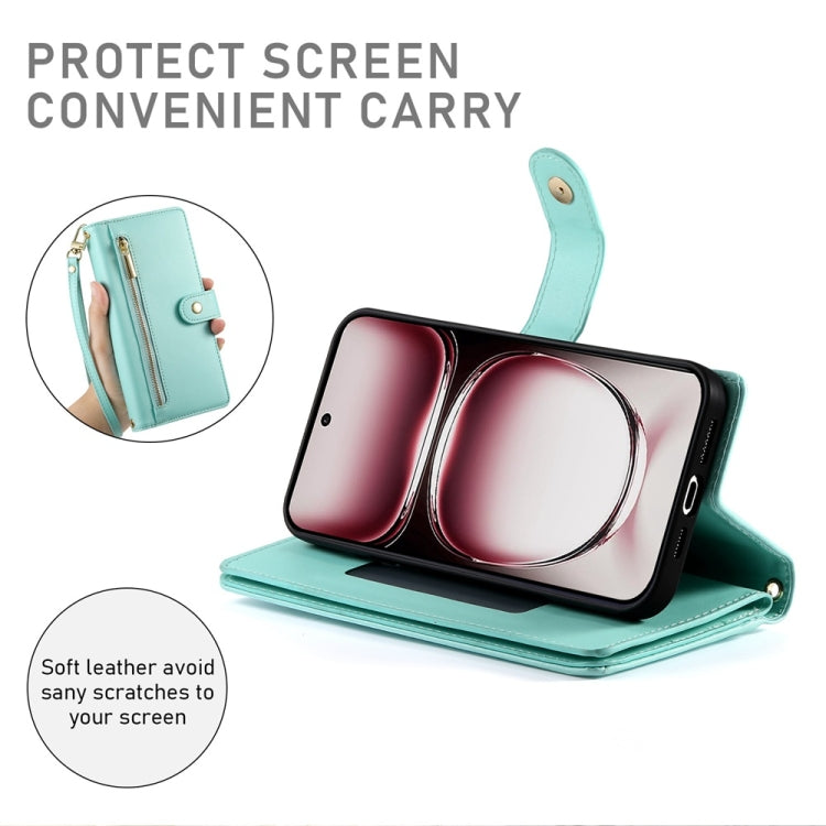 For OPPO Reno12 Global Nine Card-slot Zipper Wallet Bag Leather Phone Case