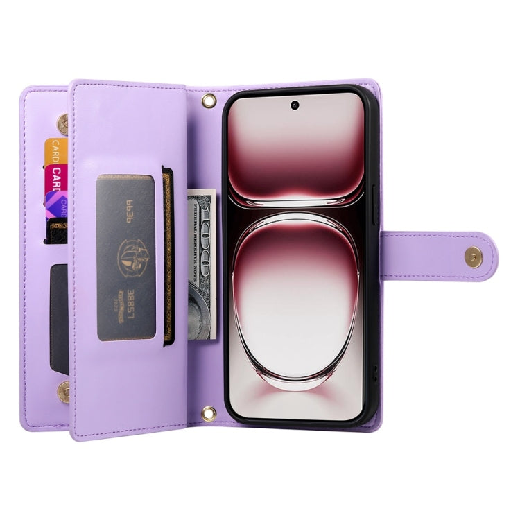 For OPPO Reno12 Global Nine Card-slot Zipper Wallet Bag Leather Phone Case