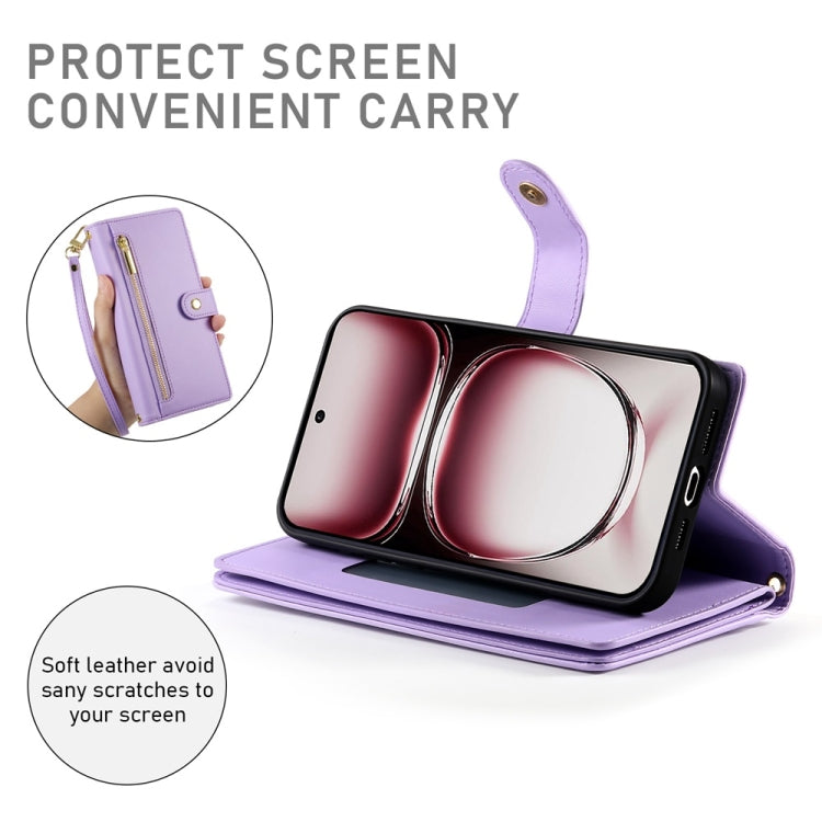 For OPPO Reno12 Global Nine Card-slot Zipper Wallet Bag Leather Phone Case
