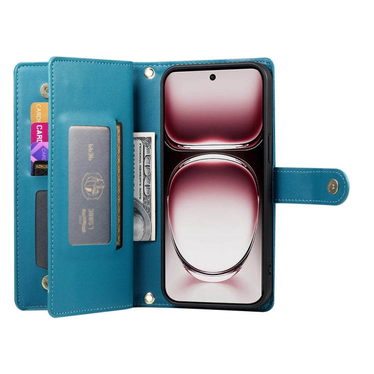 For OPPO Reno12 Global Nine Card-slot Zipper Wallet Bag Leather Phone Case