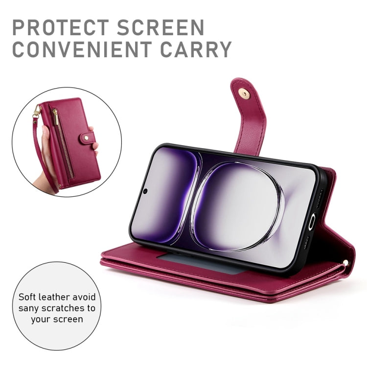 For OPPO Reno12 Pro Global Nine Card-slot Zipper Wallet Bag Leather Phone Case