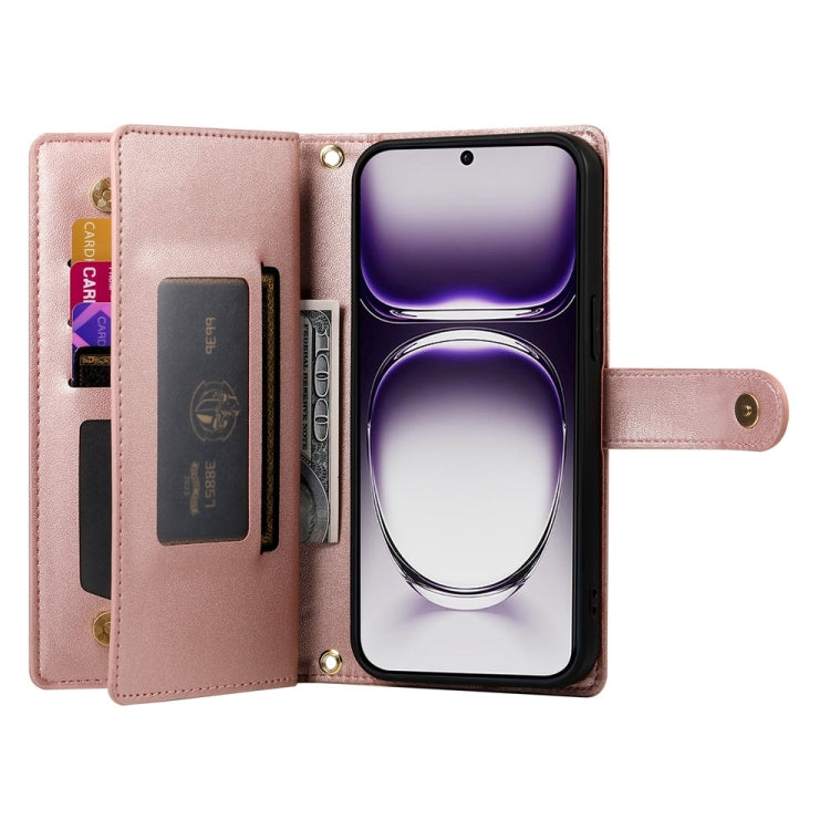 For OPPO Reno12 Pro Global Nine Card-slot Zipper Wallet Bag Leather Phone Case