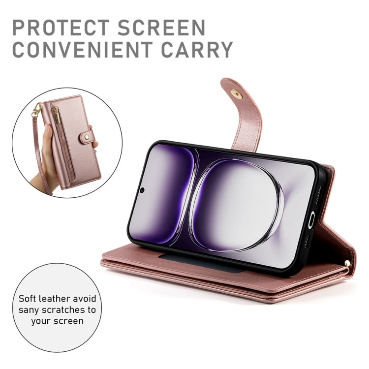 For OPPO Reno12 Pro Global Nine Card-slot Zipper Wallet Bag Leather Phone Case