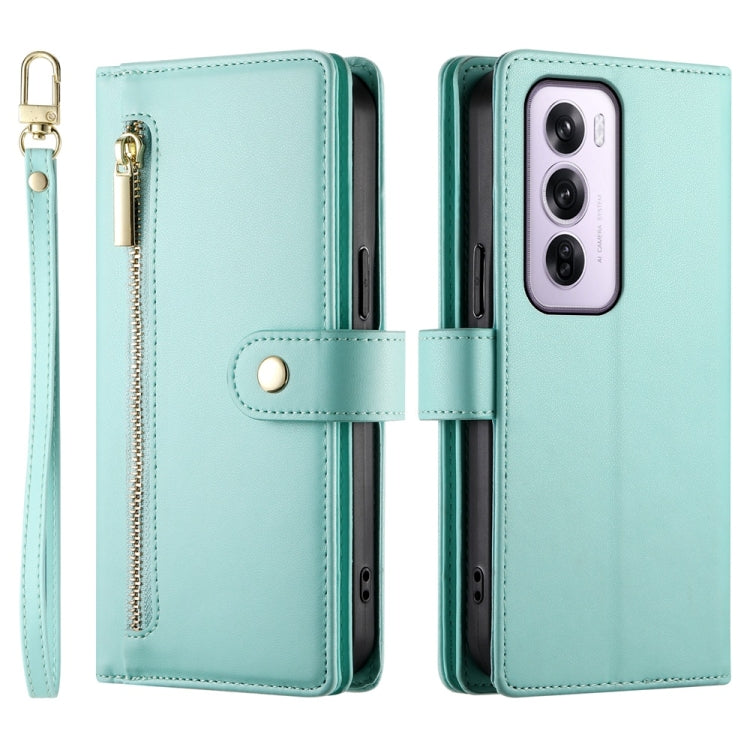 For OPPO Reno12 Pro Global Nine Card-slot Zipper Wallet Bag Leather Phone Case