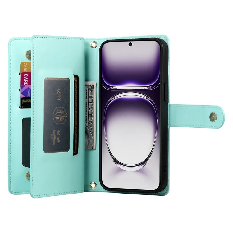 For OPPO Reno12 Pro Global Nine Card-slot Zipper Wallet Bag Leather Phone Case