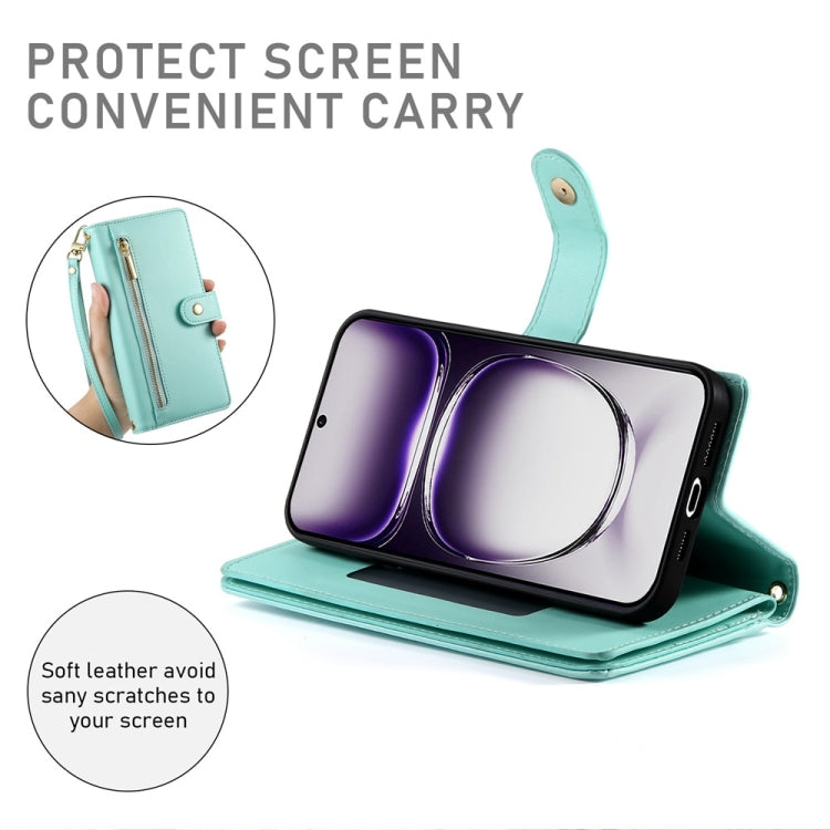 For OPPO Reno12 Pro Global Nine Card-slot Zipper Wallet Bag Leather Phone Case