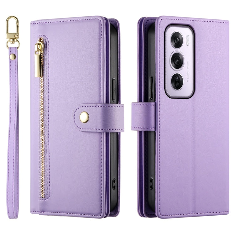 For OPPO Reno12 Pro Global Nine Card-slot Zipper Wallet Bag Leather Phone Case