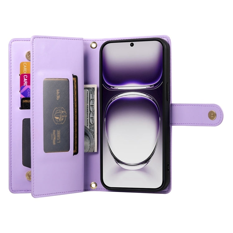 For OPPO Reno12 Pro Global Nine Card-slot Zipper Wallet Bag Leather Phone Case