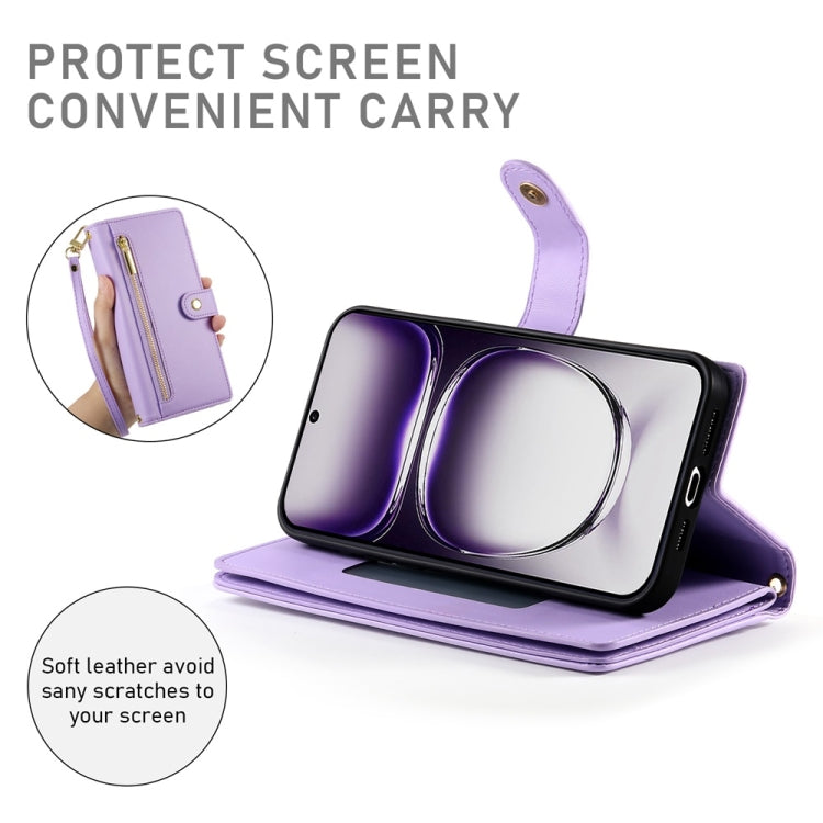 For OPPO Reno12 Pro Global Nine Card-slot Zipper Wallet Bag Leather Phone Case