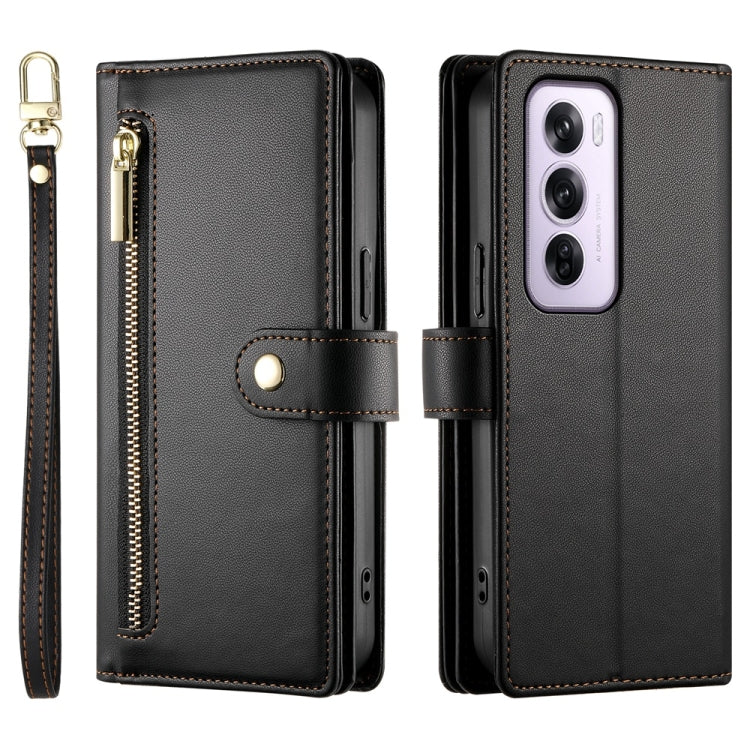 For OPPO Reno12 Pro Global Nine Card-slot Zipper Wallet Bag Leather Phone Case