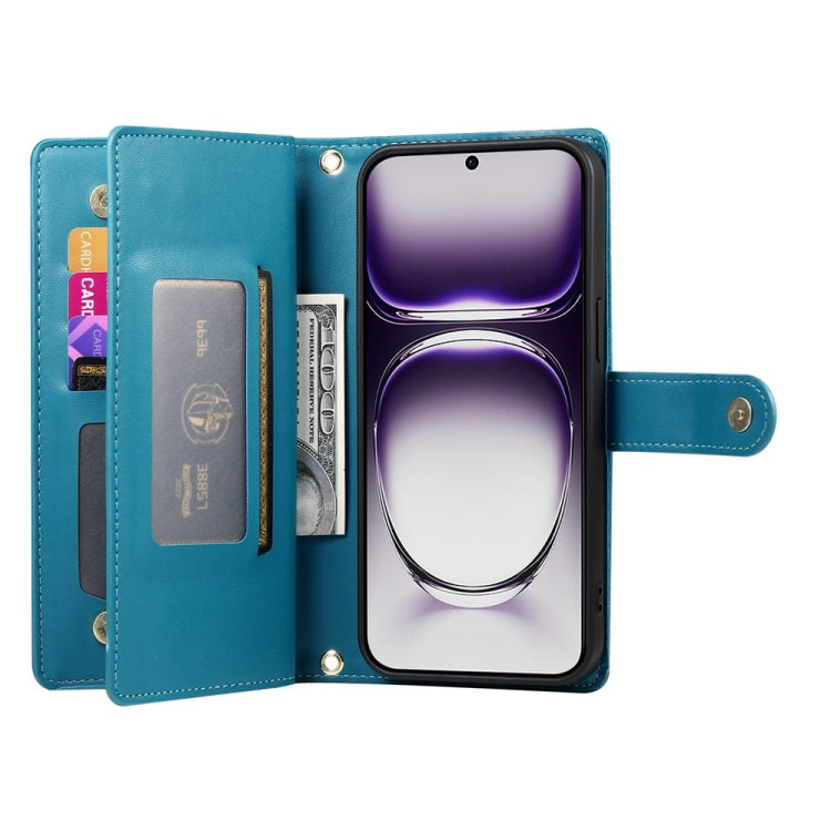 For OPPO Reno12 Pro Global Nine Card-slot Zipper Wallet Bag Leather Phone Case