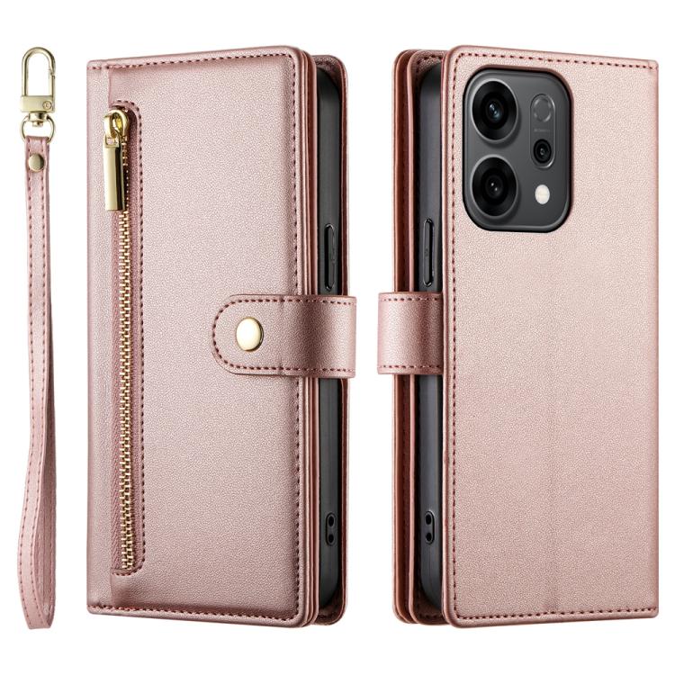 For OPPO Reno14 Global / Reno14 F 5G Nine Card-slot Zipper Wallet Bag Leather Phone Case