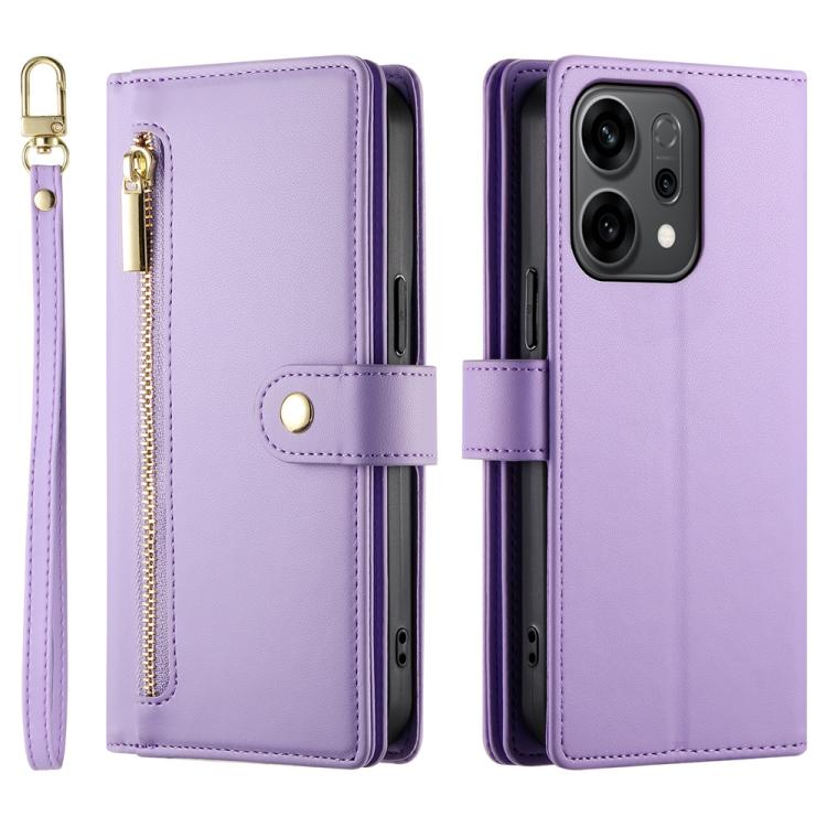 For OPPO Reno14 Global / Reno14 F 5G Nine Card-slot Zipper Wallet Bag Leather Phone Case
