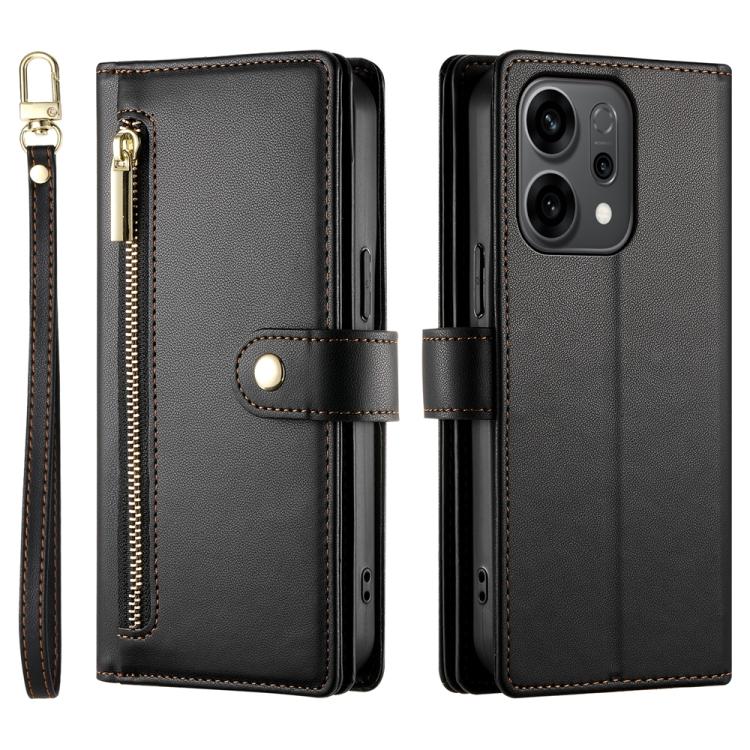 For OPPO Reno14 Global / Reno14 F 5G Nine Card-slot Zipper Wallet Bag Leather Phone Case