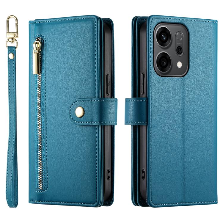 For OPPO Reno14 Global / Reno14 F 5G Nine Card-slot Zipper Wallet Bag Leather Phone Case