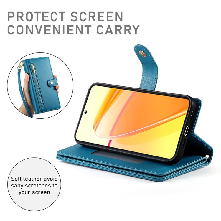 For OPPO Reno14 Global / Reno14 F 5G Nine Card-slot Zipper Wallet Bag Leather Phone Case