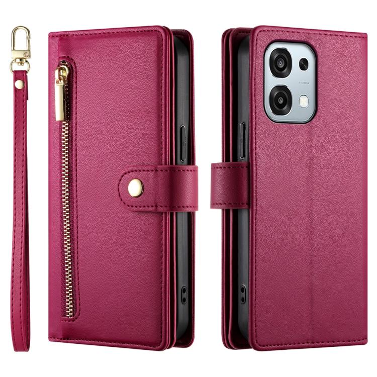 For OPPO A6 Pro 4G / 5G Global / F31 5G Nine Card-slot Zipper Wallet Bag Leather Phone Case