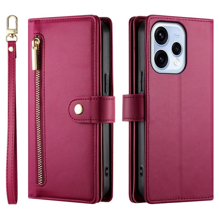 For OPPO Reno15 5G / Reno 15c 5G Nine Card-slot Zipper Wallet Bag Leather Phone Case