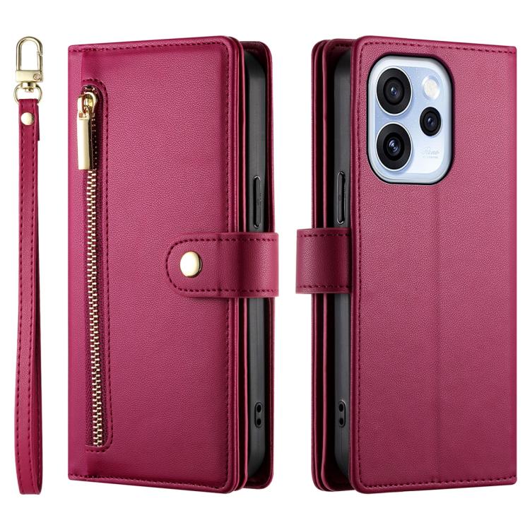 For OPPO Reno15 F 5G Nine Card-slot Zipper Wallet Bag Leather Phone Case
