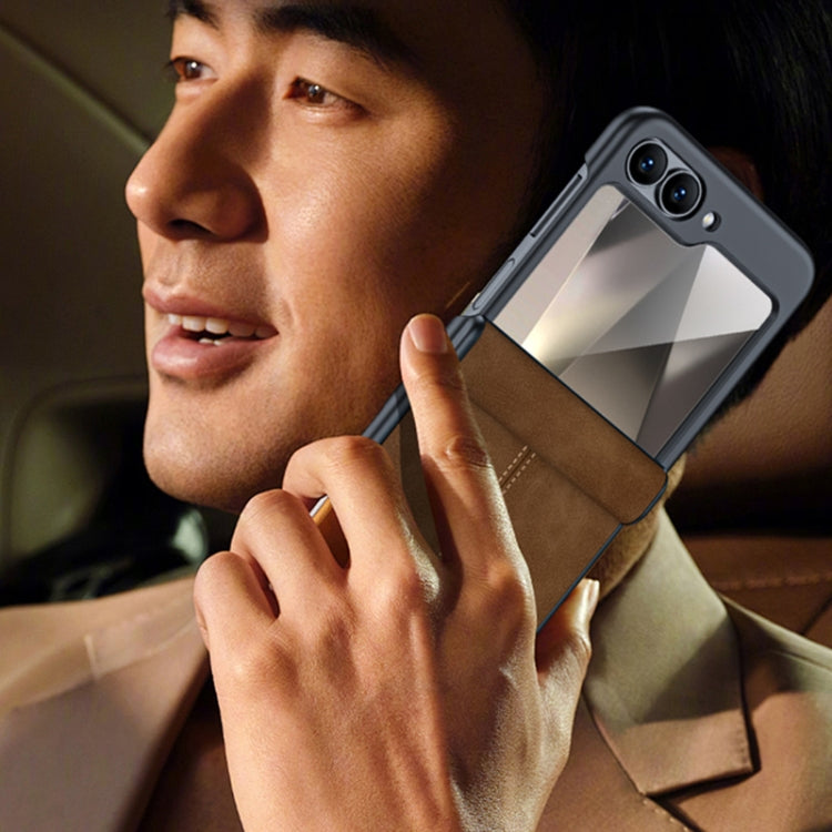 For Samsung Galaxy Z Flip6 / Flip7 FE Integrated Film Hinge Folding PU Phone Case