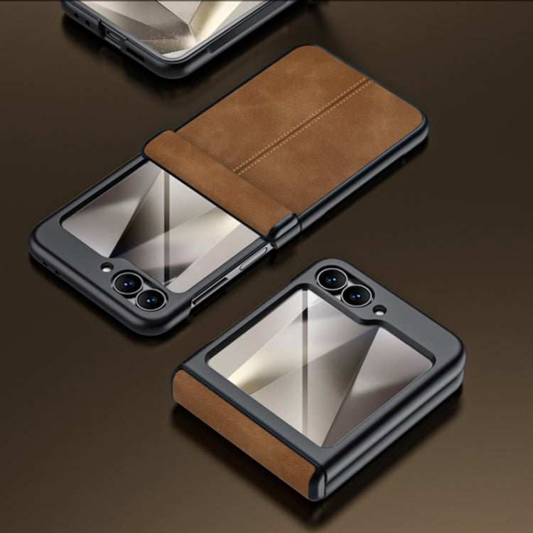 For Samsung Galaxy Z Flip6 / Flip7 FE Integrated Film Hinge Folding PU Phone Case