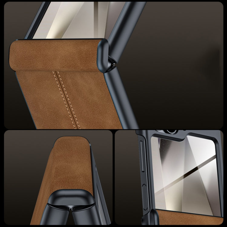 For Samsung Galaxy Z Flip6 / Flip7 FE Integrated Film Hinge Folding PU Phone Case