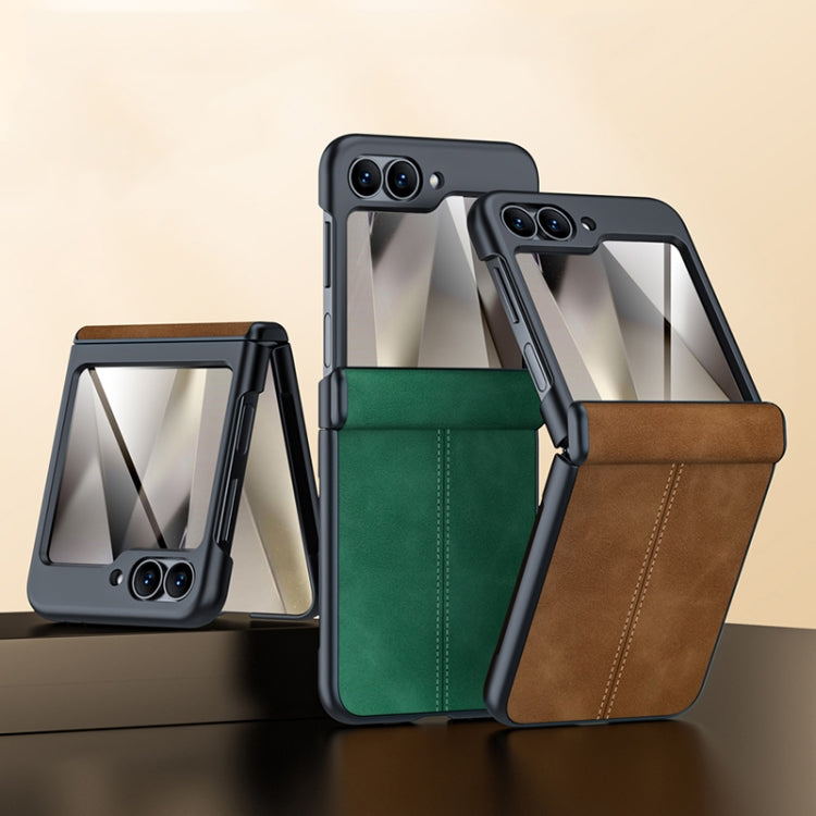 For Samsung Galaxy Z Flip6 / Flip7 FE Integrated Film Hinge Folding PU Phone Case
