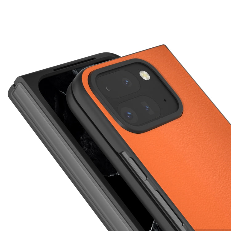 For Google Pixel 9 Pro Fold PU Leather Black Frame Full Coverage Phone Case