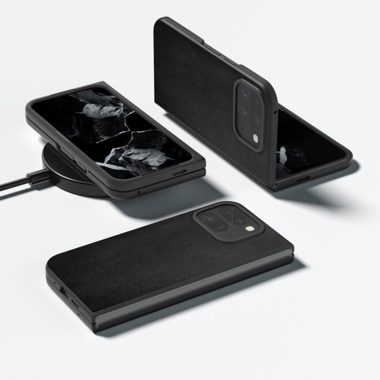 For Google Pixel 9 Pro Fold PU Leather Black Frame Full Coverage Phone Case