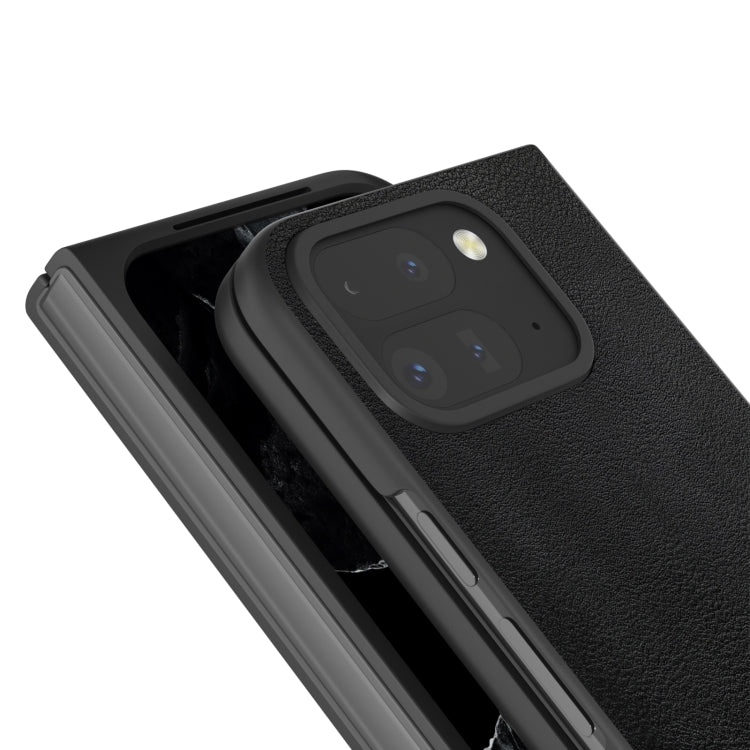 For Google Pixel 9 Pro Fold PU Leather Black Frame Full Coverage Phone Case