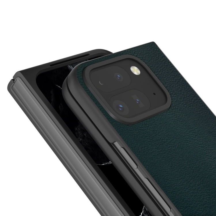 For Google Pixel 9 Pro Fold PU Leather Black Frame Full Coverage Phone Case