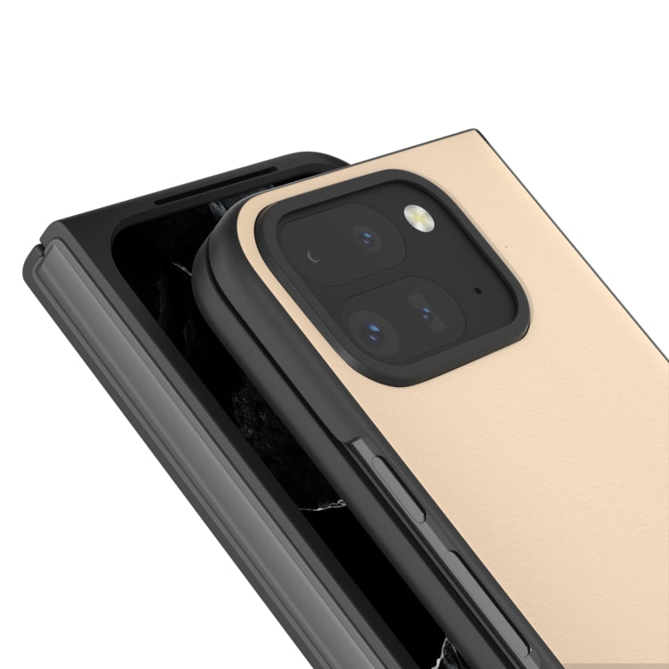 For Google Pixel 9 Pro Fold PU Leather Black Frame Full Coverage Phone Case