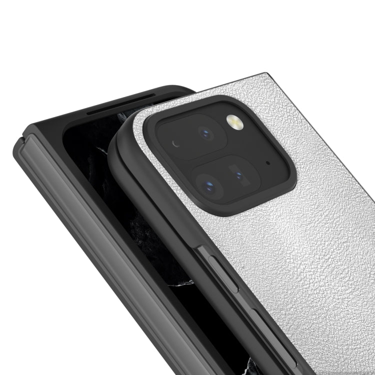 For Google Pixel 9 Pro Fold PU Leather Black Frame Full Coverage Phone Case