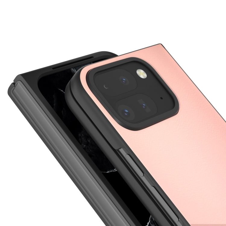 For Google Pixel 9 Pro Fold PU Leather Black Frame Full Coverage Phone Case