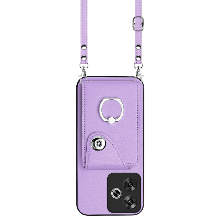 For Redmi Turbo 3 Organ Card Bag Ring Holder Phone Case with Long Lanyard