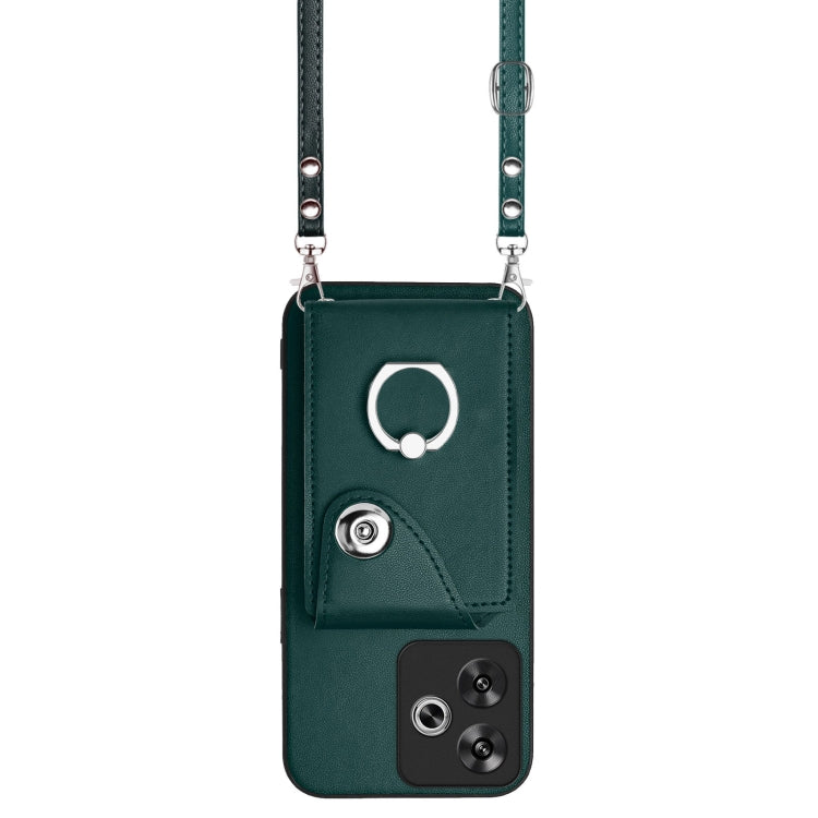 For Redmi Turbo 3 Organ Card Bag Ring Holder Phone Case with Long Lanyard