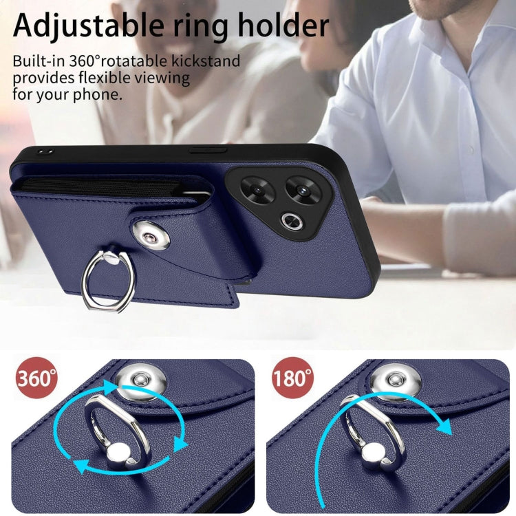 For Redmi Note 13R Organ Card Bag Ring Holder Phone Case with Long Lanyard