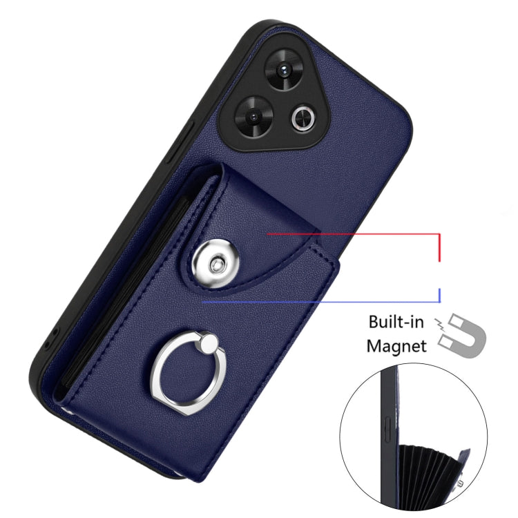 For Redmi Note 13R Organ Card Bag Ring Holder Phone Case with Long Lanyard