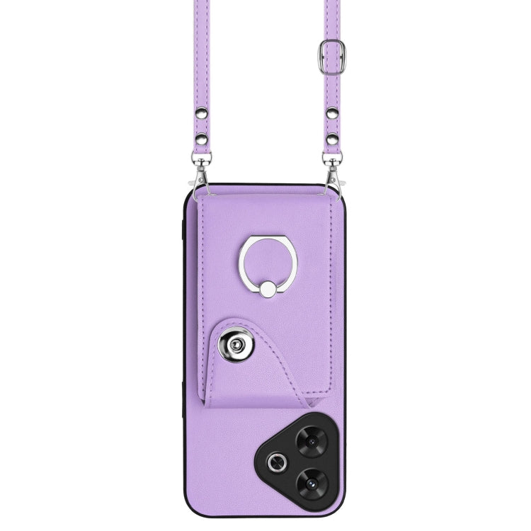 For Redmi Note 13R Organ Card Bag Ring Holder Phone Case with Long Lanyard